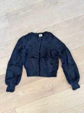 Aritzia Black Fuzzy Crewneck Sweater